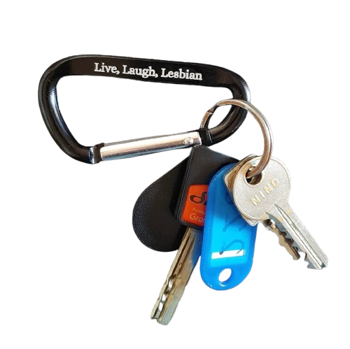 Carabiner (zwart) - 'Live, Laugh, Lesbian'