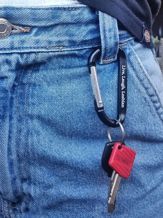Carabiner (zwart) - 'Live, Laugh, Lesbian'