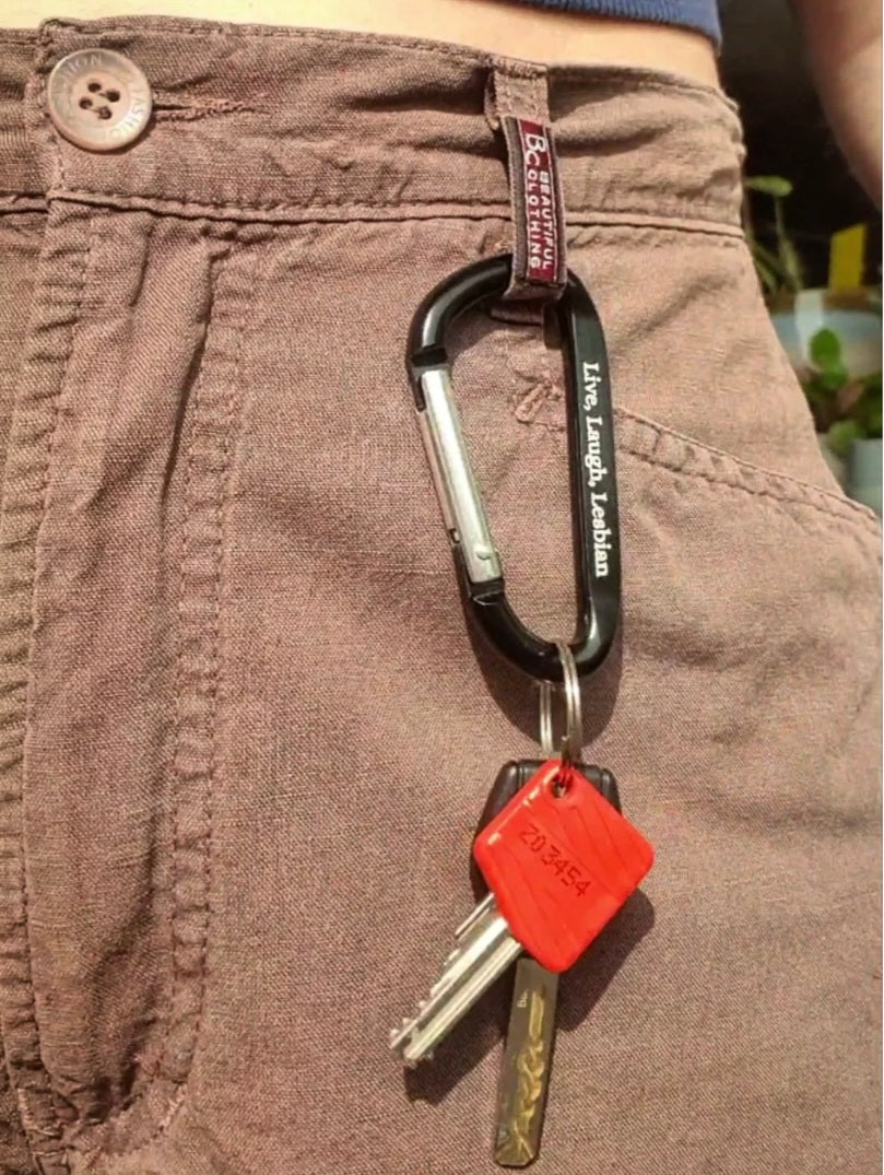 Carabiner (zwart) - 'Live, Laugh, Lesbian'